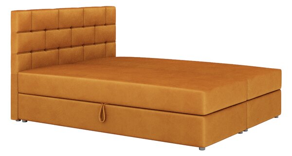 Boxspring postel 140x200 cm Waller (hořčicová) (s roštem a matrací)