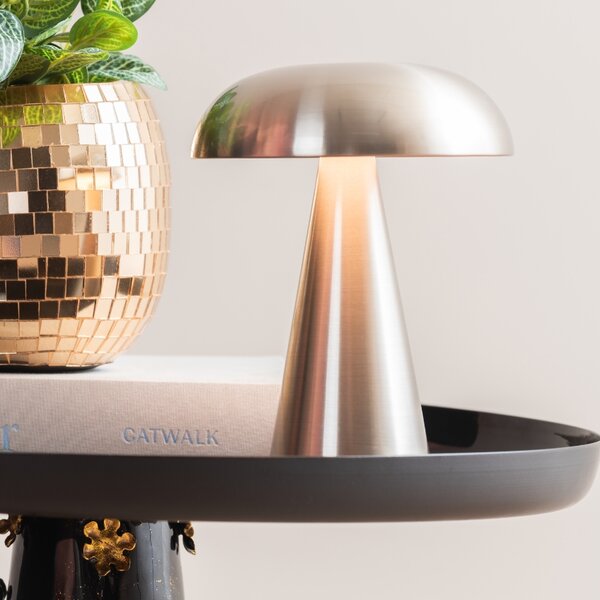 -25 % Dny MOMENTI– Present time Stříbrná kovová nabíjecí stolní LED lampa Raelyn