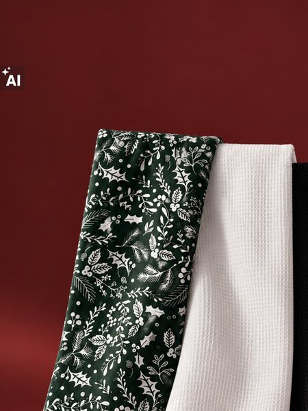 Sinsay - Kuchyňské utěrky s vánočním motivem 3 pack - zelená