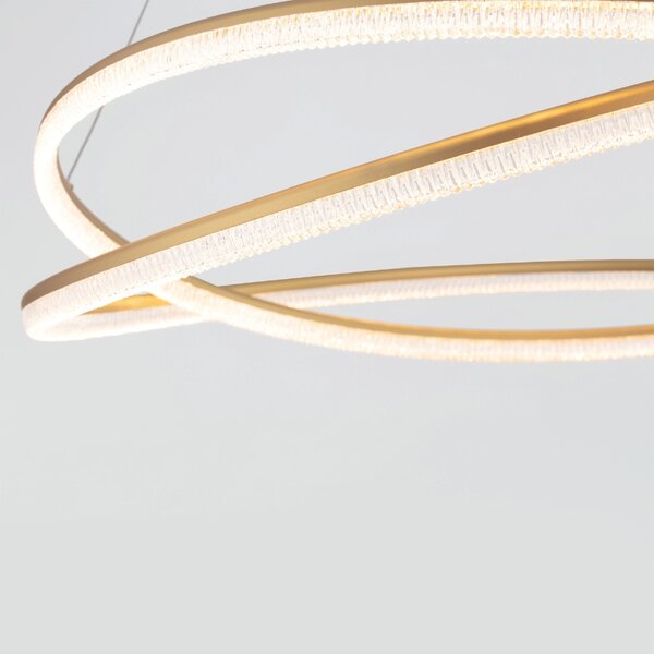 Zlaté kovové závěsné LED světlo Nova Luce Ofelia 95 cm