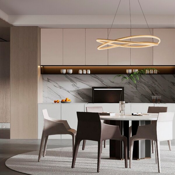 Zlaté kovové závěsné LED světlo Nova Luce Ofelia 95 cm
