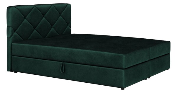 Kontinentální postel 160x200 cm Karum (tmavě zelená) (s roštem a matrací). 1007776