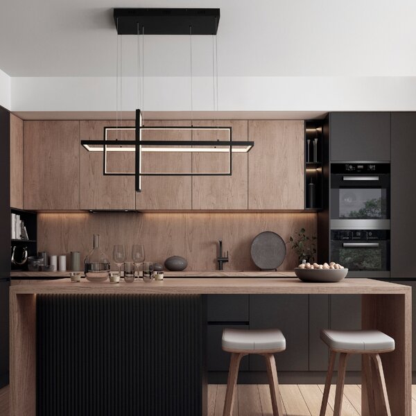 Černé kovové závěsné LED světlo Nova Luce Clea 80 cm
