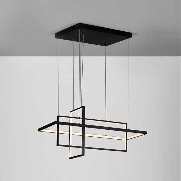Černé kovové závěsné LED světlo Nova Luce Clea 80 cm