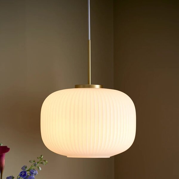 Nordlux Milford závěsné svítidlo 1x60 W bílá-mosaz-opálová 2213213001