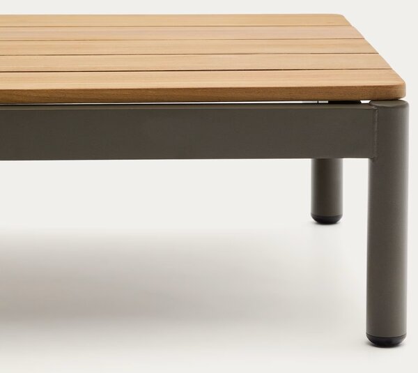 Kave Home Dřevěný zahradní stolek Sorells 91 x 57 cm se zelenou podnoží