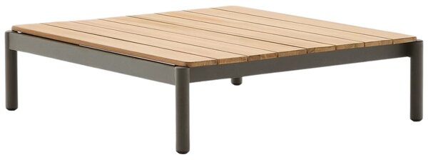 Kave Home Dřevěný zahradní stolek Sorells 91 x 89 cm se zelenou podnoží