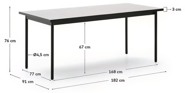 Bílo-zelený zahradní stůl Kave Home Maurina 182 x 91 cm