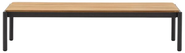 Dřevěný zahradní konferenční stolek Kave Home Sorells 149,2 x 63 cm s šedou podnoží