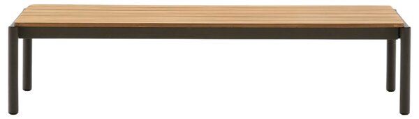 Dřevěný zahradní konferenční stolek Kave Home Sorells 149,2 x 63 cm se zelenou podnoží