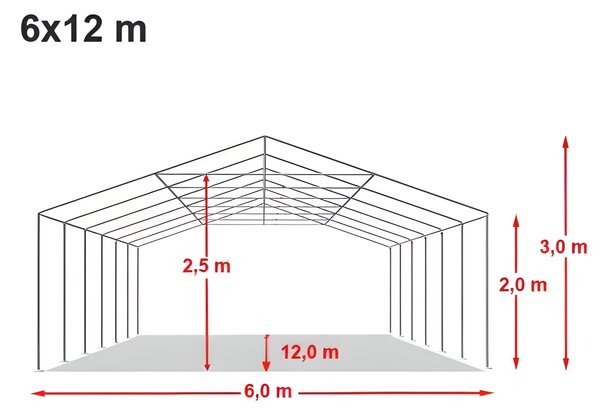 Párty stan 6x12 m STANDARD - ohnivzdorný barva Modro-bílá