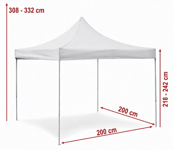 Nůžkový párty stan 2x2 m OCEL Standard – 4 plné bočnice barva Modrá