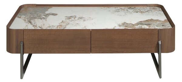 -25 % Dny MOMENTI– Ořechový konferenční stolek Angel Cerdá No. 2131, 140 x 75 cm s mramorovým dekorem