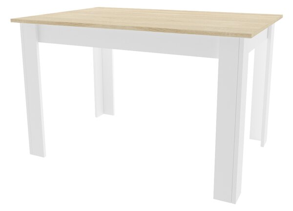 Bílý jídelní stůl s deskou v dekoru dub sonoma MADO 120x80