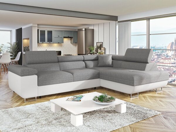 Rohová rozkládací pohovka Torezio, Potah: ekokůže Soft 017 (bíla) + Lux 05, Strana: pravá 5903211157448