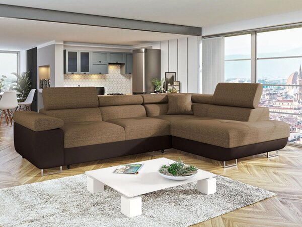 Rohová rozkládací pohovka Torezio, Potah: Soft 066 + Lux 03 ekokůže, Strana: pravá 5903211157462