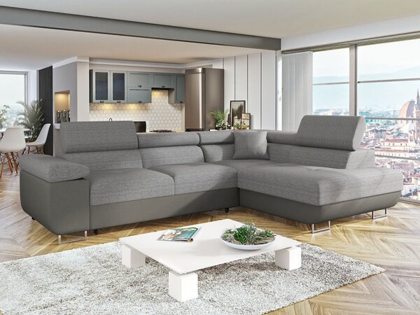 Rohová rozkládací pohovka Torezio, Potah: Soft 029 (šedá) ekokůže + Lux 05, Strana: pravá 5903211157486