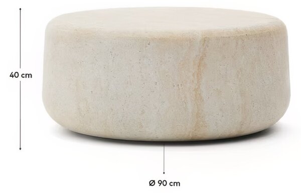 Kave Home Béžový cementový zahradní stolek Drasi 90 cm