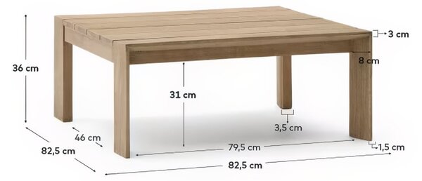 Dřevěný zahradní konferenční stolek Kave Home Ambra 82,5 x 82,5 cm
