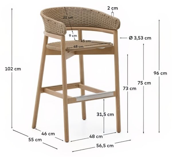 Kave Home Béžová zahradní barová židle Arinella 75 cm