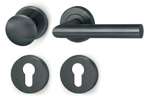 Kování klika + koule METAL TUBE - antracit Pravá klika