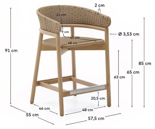 Béžová zahradní barová židle Kave Home Arinella 65 cm