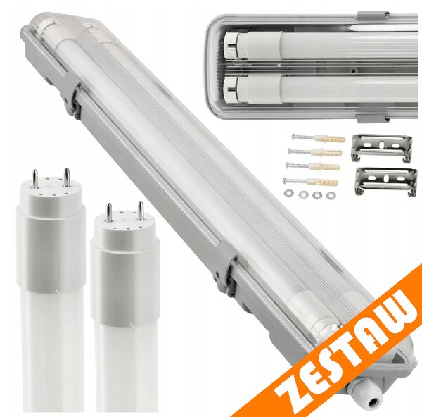 Hermetické svítidlo 120cm lampa + 2x LED trubice voděodolné 6000k studená teplota