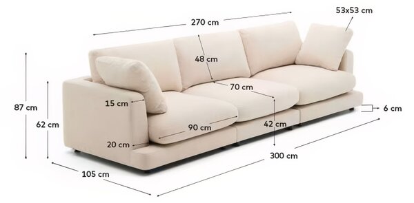 Kave Home Béžová čtyřmístná pohovka Gala 300 cm