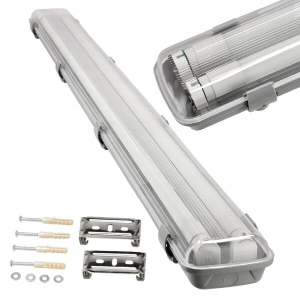 Hermetické svítidlo 120cm lampa + 2x LED trubice voděodolné 6000k studená teplota