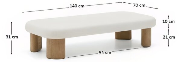 Bílý cementový zahradní stolek Kave Home Labra 140 x 70 cm