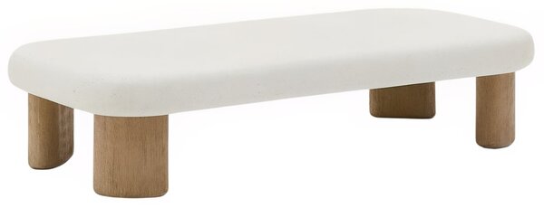 Bílý cementový zahradní stolek Kave Home Labra 140 x 70 cm