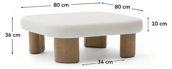 Bílý cementový zahradní stolek Kave Home Labra 80 x 80 cm