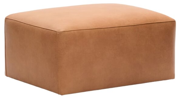 Hnědý kožený taburet Kave Home Blok 90 x 70 cm