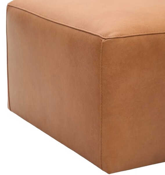 Hnědý kožený taburet Kave Home Blok 90 x 70 cm