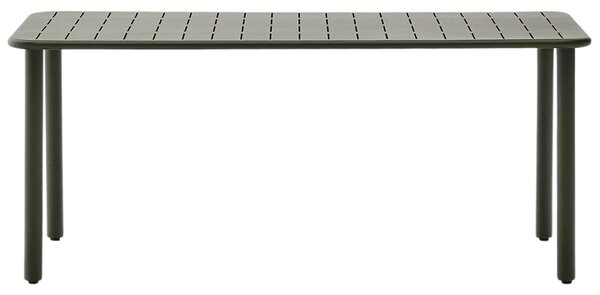 Kave Home Tmavě zelený kovový zahradní stůl Brai 180 x 90 cm