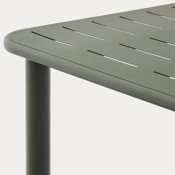 Kave Home Tmavě zelený kovový zahradní stůl Brai 180 x 90 cm