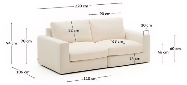 Kave Home Béžová modulární pohovka Alea 220 cm