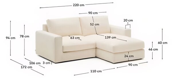 Kave Home Béžová modulární rohová pohovka Alea 220 cm, pravá