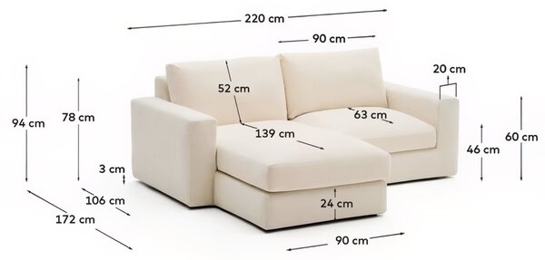 Kave Home Béžová modulární rohová pohovka Alea 220 cm, levá