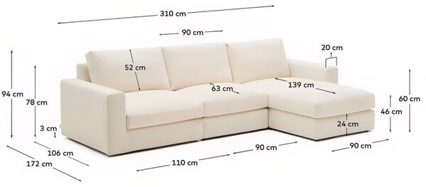 Kave Home Béžová modulární rohová pohovka Alea 310 cm, pravá