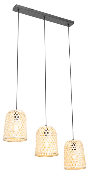 Orientální závěsná lampa černá s bambusovými 3 světly - Rayan