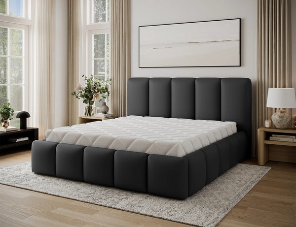 Čalouněná postel 140x200 DOLVERO 4 - černá eko kůže