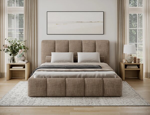 Čalouněná postel 140x200 DOLVERO 4 - tmavě béžová