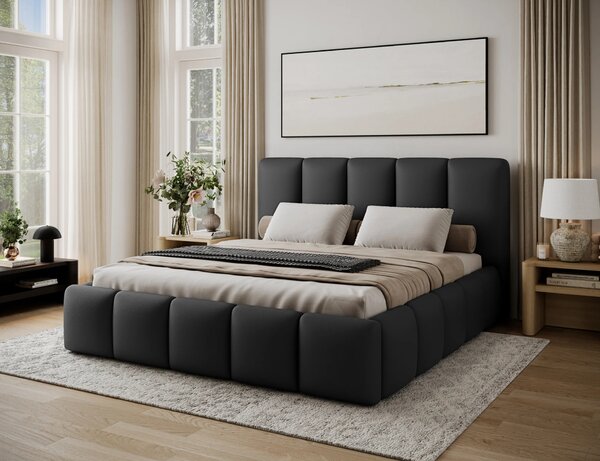 Čalouněná postel 140x200 DOLVERO 4 - černá eko kůže