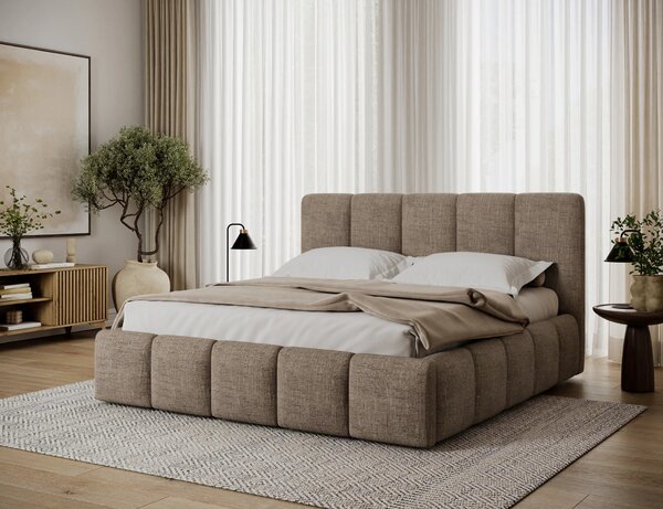 Čalouněná postel 140x200 DOLVERO 4 - tmavě béžová