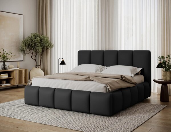 Čalouněná postel 140x200 DOLVERO 4 - černá eko kůže