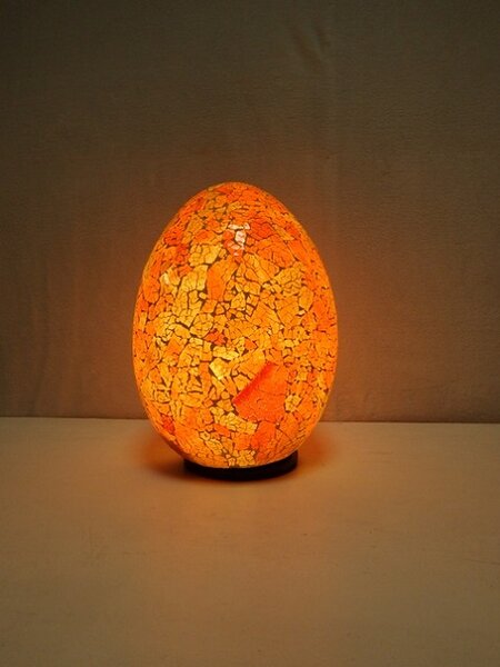 Lampa stolní oranžová Egg, 35 cm, ruční práce