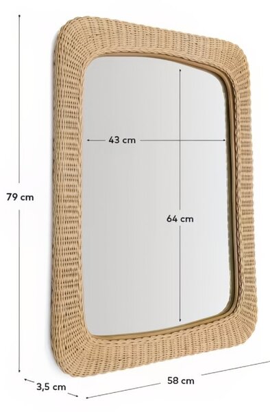 Ratanové zrcadlo Kave Home Zilna 79 x 58 cm