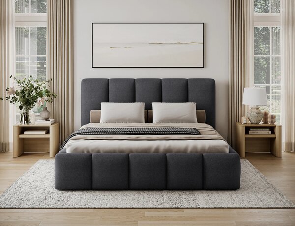 Čalouněná postel 140x200 DOLVERO 4 - tmavě šedá