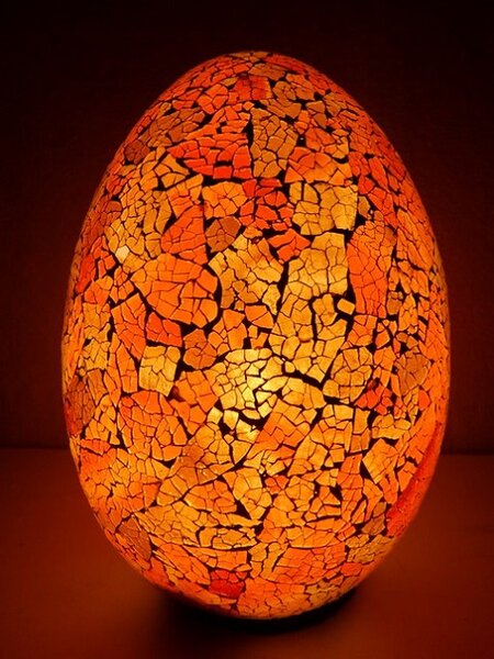 Lampa stolní oranžová Egg, 35 cm, ruční práce